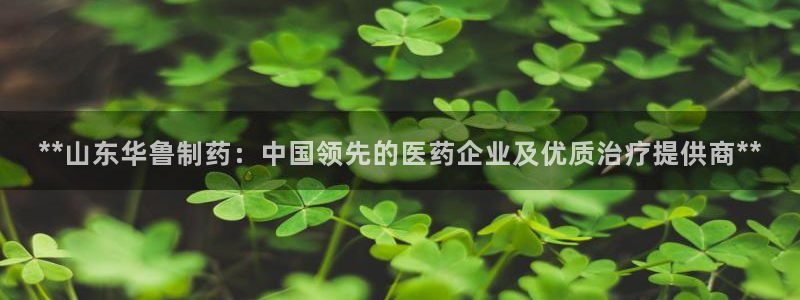 九游会老哥必备的交流社区：**山东华鲁制药：中国领先的医药企业及优质治疗提供商**