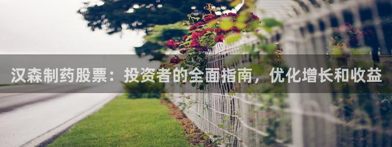 九游会老哥俱乐部论坛版：汉森制药股票：投资者的全面指南，优化增长和收益