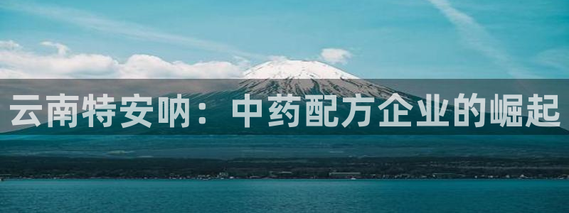 老哥吧九游会下架吗：云南特安呐：中药配方企业的崛起